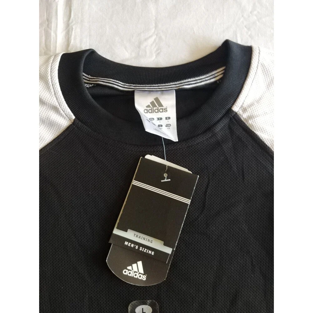 Damaged* Vtg 2005 Adidas 3-Stripe Woven Shirt Men Size L NWT Deadstock Black Wht